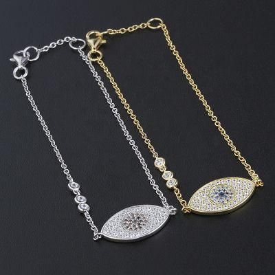 18K Gold Plated Neo-Gothic 925 Sterling Silver Zircon Women Custom Eye Bracelet for Gift