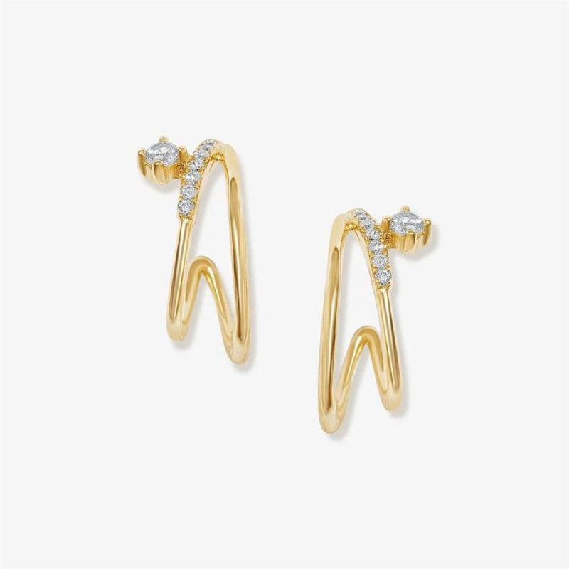 Manufacture Hot Sell Brass Wires with Crystal Cubic Ear Cuff in Gold Sterling Silver Rose Gold Women Accessories