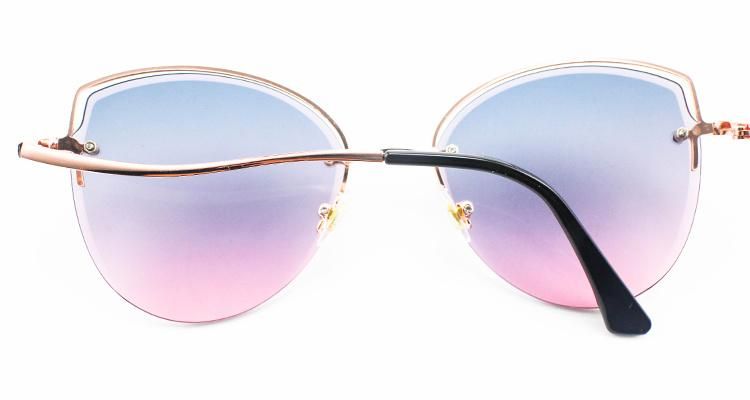 Hot Selling Custom Logo Round Stock Half Frame Women Sunglasses