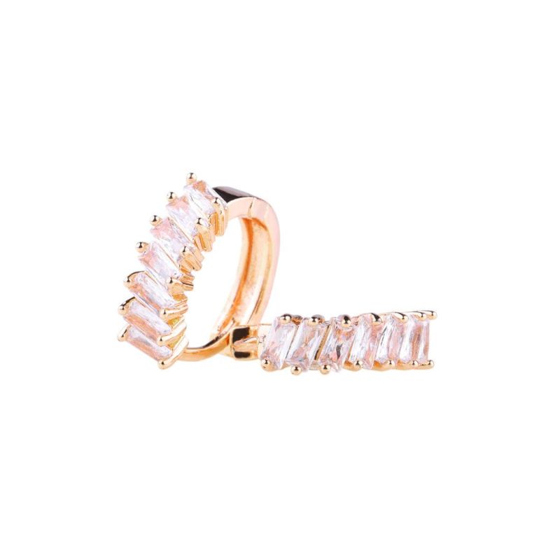 Youth Simple Crystal 18K Rose Gold Plated AAA Cubic Zirconia Earrings with CZ