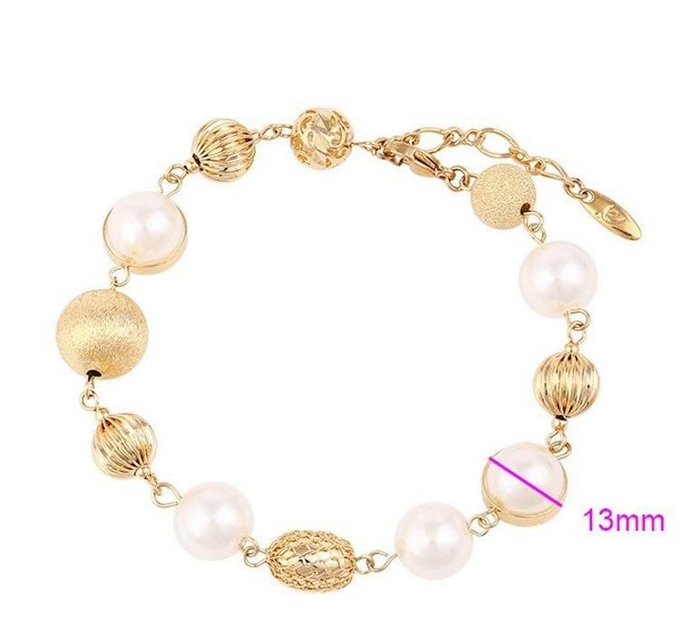 Wholesale New Fashion Unique Design Alloy Jewelry Gold Plated Pearl Charm Bracelet