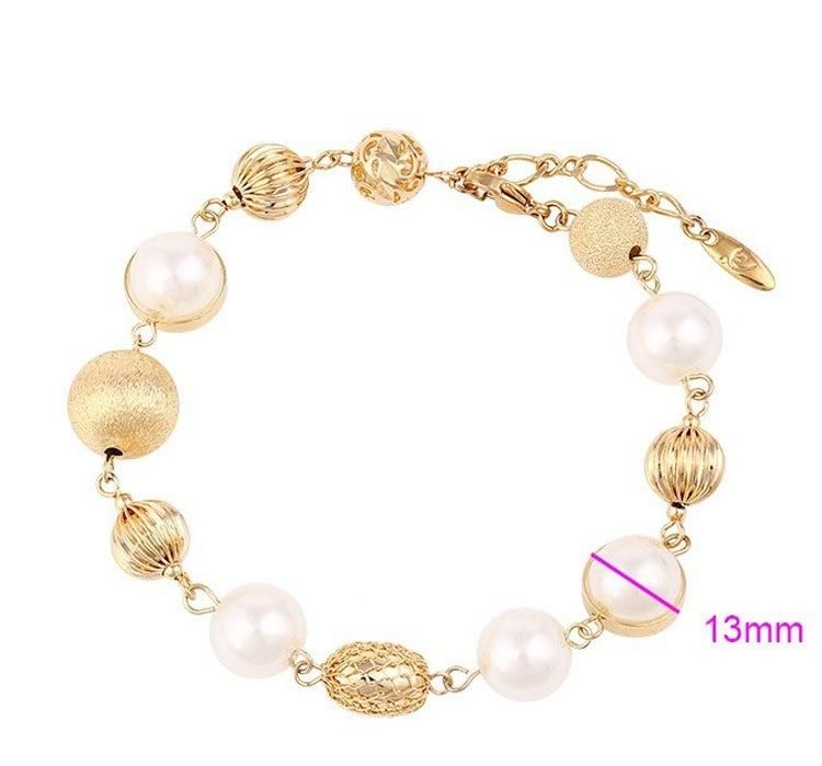 Wholesale New Fashion Unique Design Alloy Jewelry Gold Plated Pearl Charm Bracelet