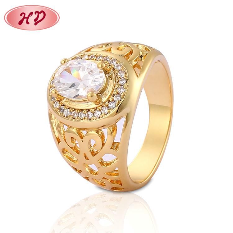 18K Gold Plated Silver Stainless Steel Fashion Wedding Engagement Man Finger Rings Jewelry Design