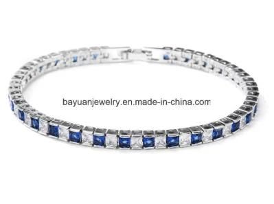 Bridal Wedding CZ Round and Baguette Cubic Zirconia Tennis Bracelet. Fashion CZ Bracelet