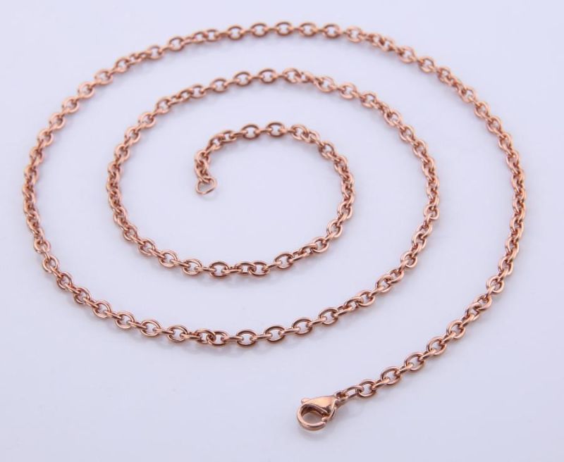 Wholesale New Fashion Rose Gold Plated Silver Cable Chain Jewellery Bracelet Fancy Jewelry Necklace for Lady Accessories Design
