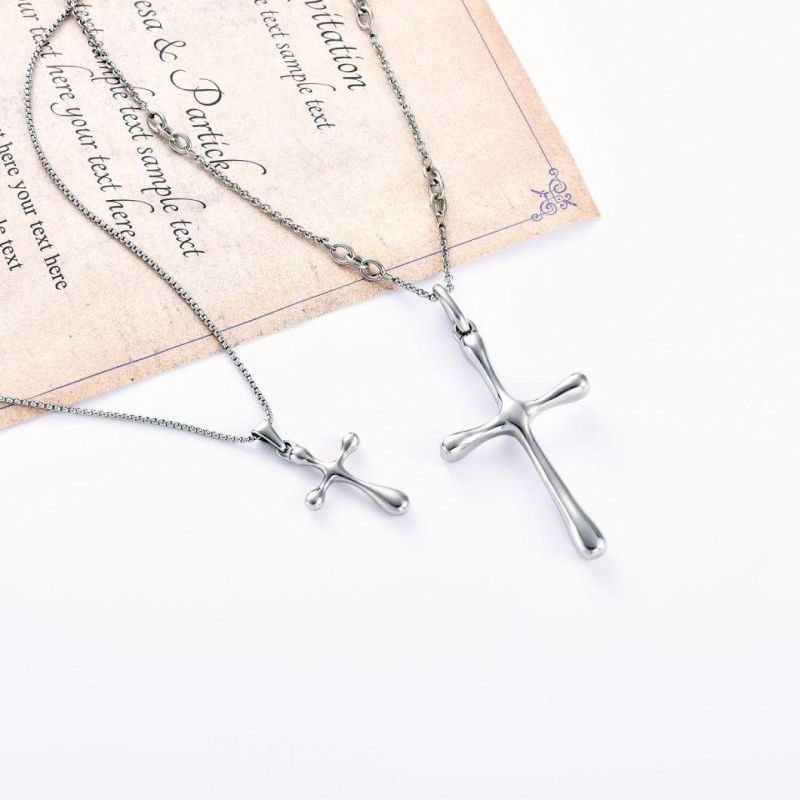 Stainless Steel Cross Pendant Silver Color Necklace Religious Jewelry (Jewelry Manufacturer)