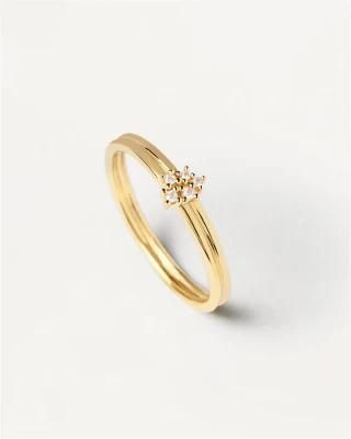 18K Gold Plated Nova Gold Ring Europe Style Classic Wedding Ring Jewelry with White/Crystal Zirconia Stone