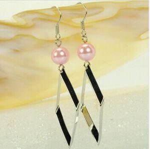 Cute Pink Pearl Long Earrings for Fashion Girl