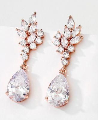 Wedding Elegant CZ Earring Necklace Jewelry, Bridal Elegant CZ Earring, Rose Gold Earring
