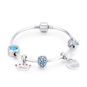 Fashion Design Love Heart Feather Pendant stainless Steel Womenbracelet