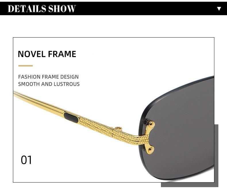 2021 High Quality Square Metal Sunglasses Women Trendy Rimless Sunglasses