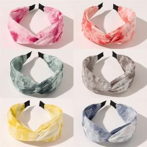 Custom New Creative Tie Dyed Cross Bow Knot Headband Designer Face Wash Headband