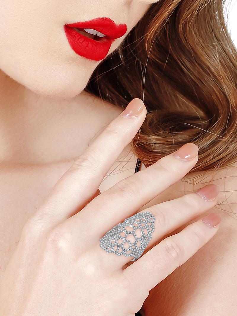 Wholesale Fashion Jewelry Hollow Zircon 925 Sterling Silver Zircon Rings