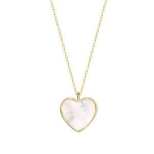 Simple Design 14K Gold Plated 925 Sterling Silver Pearl Shell Necklace Heart Shape Necklace