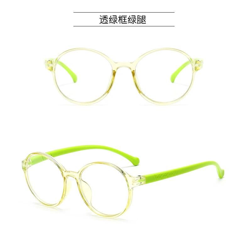 Children′s Round Frame Glasses Fashion Anti-Blue Light Transparent Color Glasses Kids Online Class Watching Mobile Phone Glasses