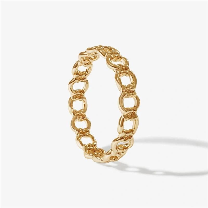 18K Gold Plated Best Quality Round Cut out Chain Rings for Women
