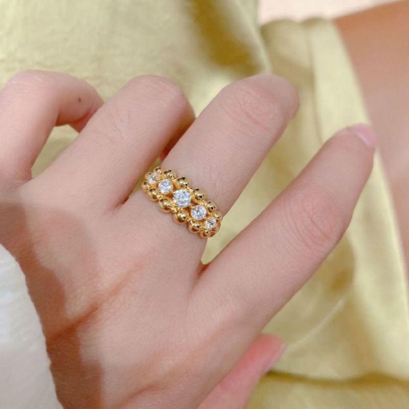 925 Sterling Silver Jewelry Finger Trendy Enamel Eternity 18 Gold Plated Beads Ring Women Luxury Wedding Ring