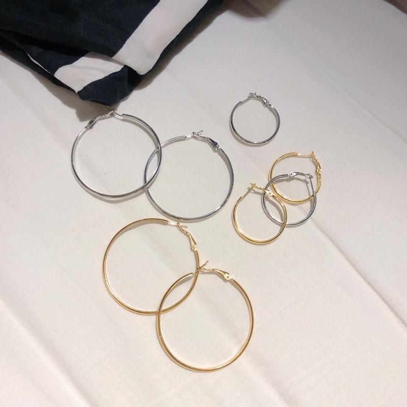 Fashion Simple Jewelry Plain Circle Stainless Steel Hoop Earrings for Female