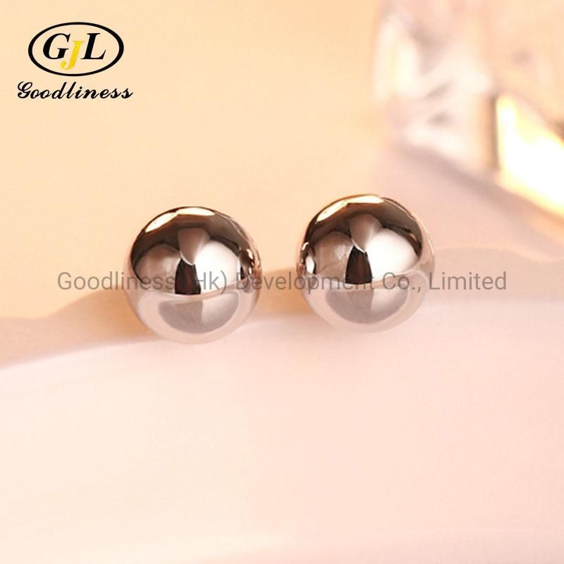 Fashion Bead Ball Shape Silver Earring Stud Jewelry