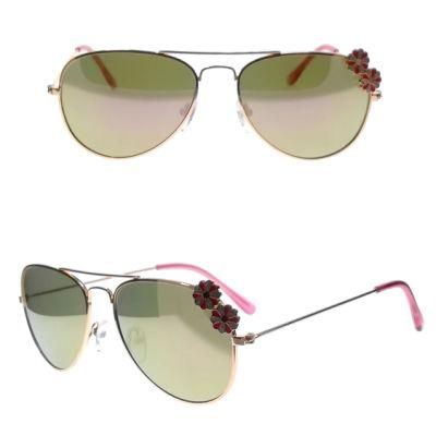 Metal Kids Sunglasses with Pink Flowers