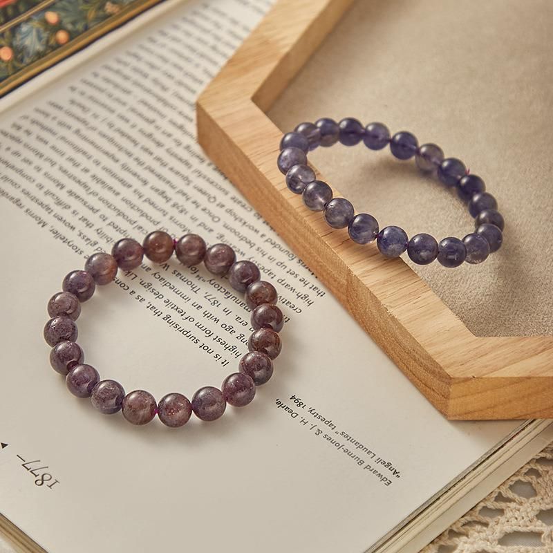 Fashion Jewelry Natural Cordierite Bracelets Tanzanite Round Beads Blue Crystal Strings