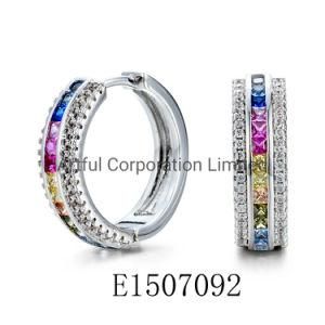 Hoop Earrings Fashion Jewelry Rainbow Earring Silver Earring