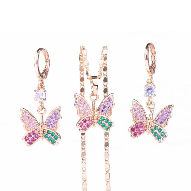 Girls Fashion New Design Rose Gold Zircon 18K 14K Jewelry Sets for Wedding