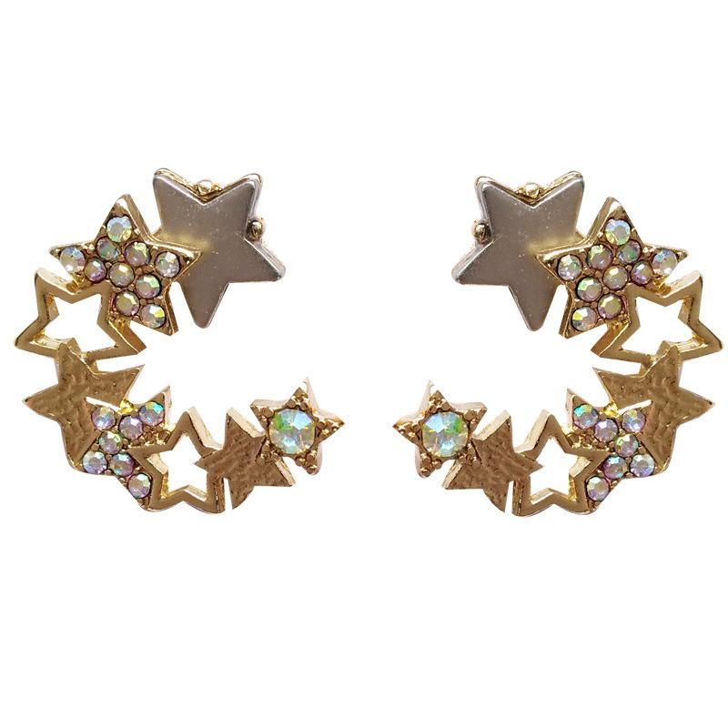 Fashion Trendy Star Half Moon Earrings Jewelry
