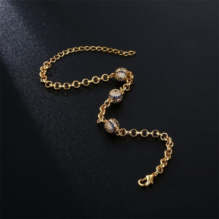 Fashion Micro Filling Blue Zircon Round Shape Bracelet Jewelry