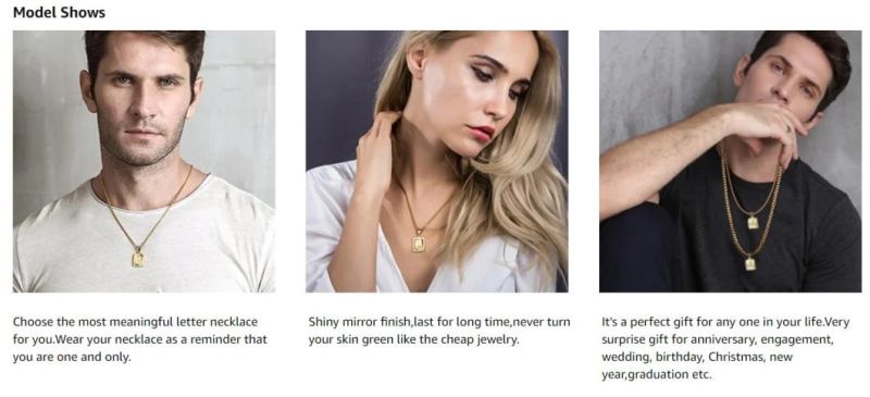 2022 Initial a-Z Letter Pendant Necklace Mens Womens Capital Letter Yellow Gold Plated Stainless Steel Box Chain