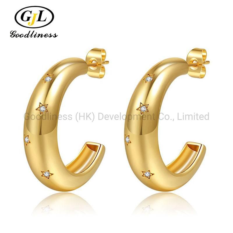 New Hot Selling Star Pattern C Type Earrings Jewelry