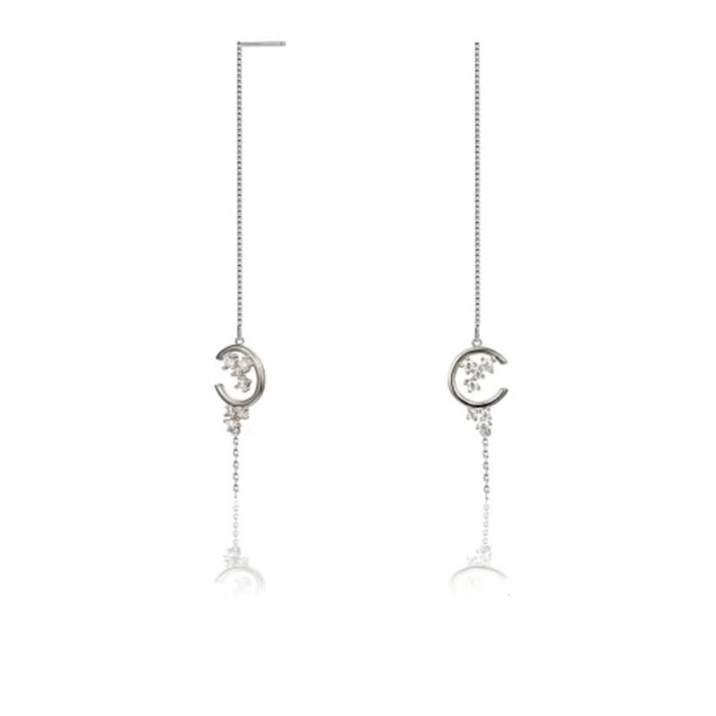 Simple Geometry 925 Silver Korean Earring for Girls