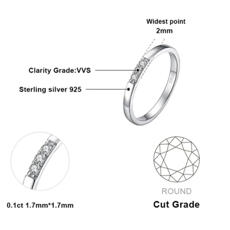 Cubic Zirconia 925 Sterling Silver Wedding Bands Rings Bridal Jewelry Women Jewelry