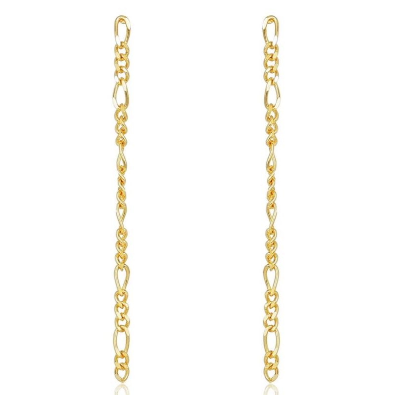 Manufacturer Custom Earring High Quality Non Tarnish Gold Jewelry Gold Plated Stainless Steel Long Link Chain Earring