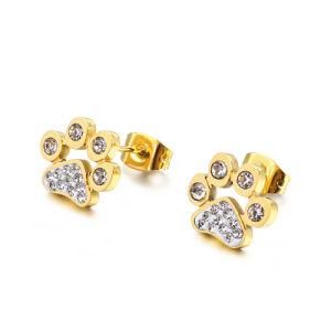 Kitty Cat Claw Zircon Gold-Plated Stainless Steel Earrings Stud