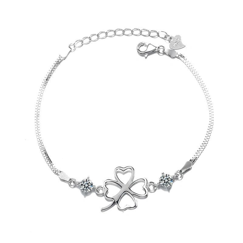 S925 Silver Fashion Women Accessories Our Leaf Clover Flower Bracelet