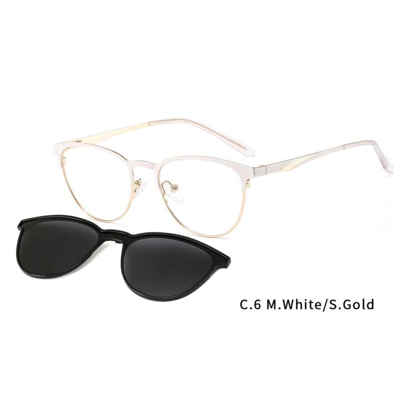 Fashion Design Polarized Sunglasses Wholesale Custom Metal Clips on Sunglasses Magnetic Women Double Color Clip on Sunglasses