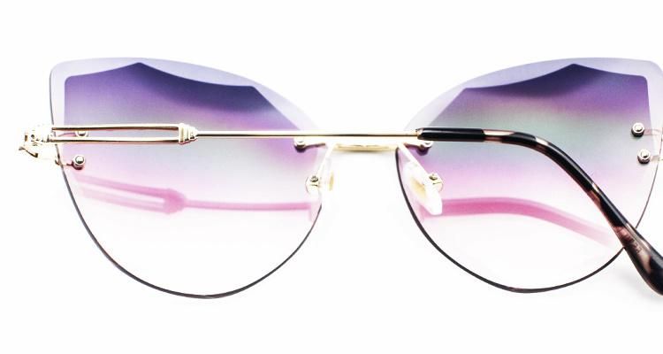 Cat Ear Trimmed Wholesale Frameless Women Sunglasses