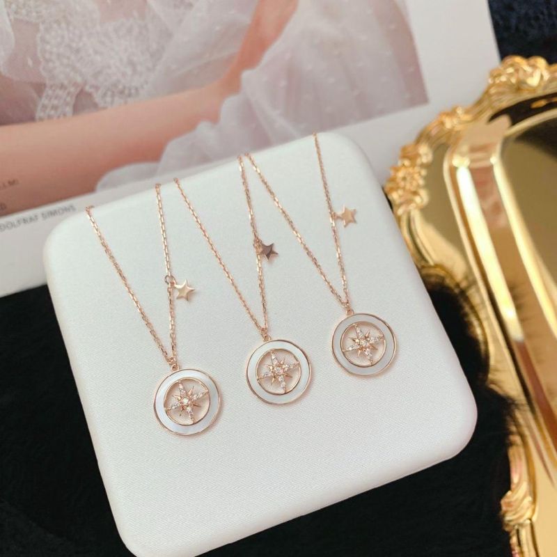 18K Gold Diamond Eight-Pointed Star Light Necklace