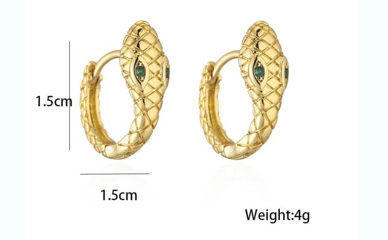 Boho Style Copper Plated Real Gold Snake Earrings