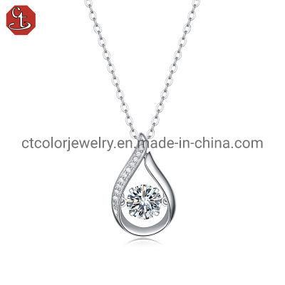 Fashion Jewelry flashing pendant moissanite Necklace High Quality Sterling Silver jewelry for girls