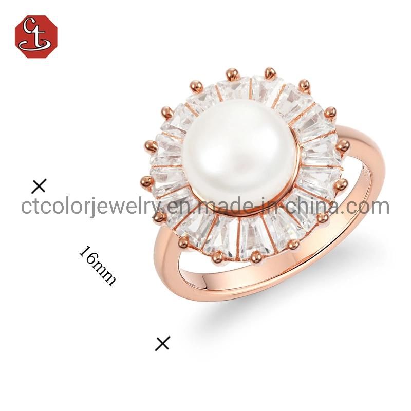 925 Sterling Silver Elegant Temperament Jewelry Nature pearl Ring