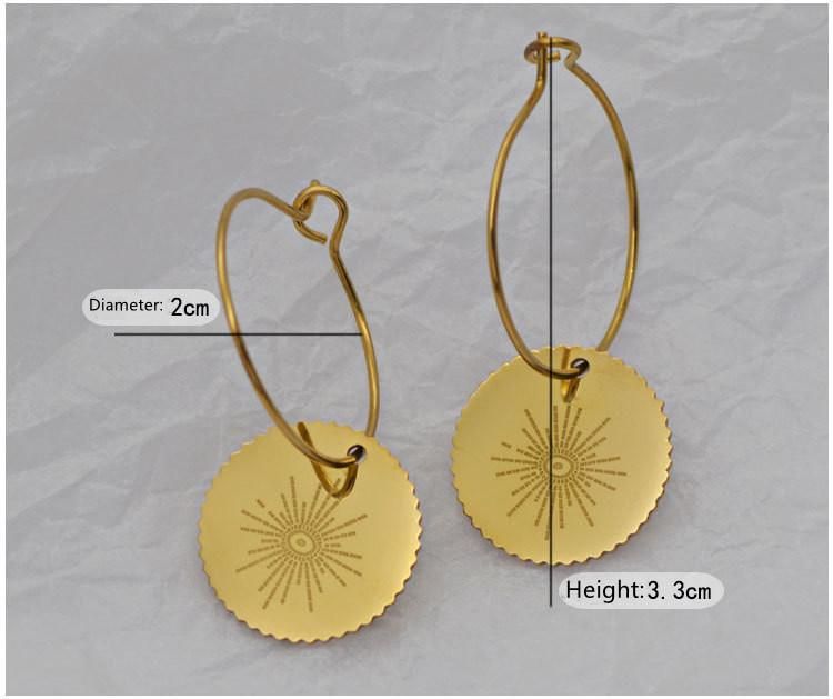 Stainless Steel Jewelry Gold Plated Earrings Big Circle+Different Dangles