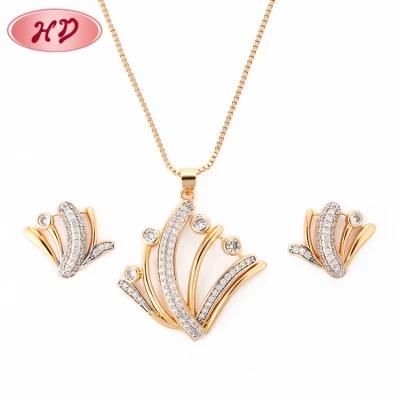Gold Crystal Necklace 18K Women Jewelry Chain Sets