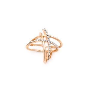 Fashion Accessories Women Jewelry Crystal Gold Single Filigree Ring