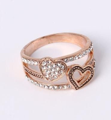 Double Heart Shape Fashion Jewelry Ring Factory Wholesale