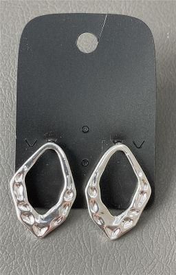 Manufacture Hammered Geometric Rhodium Alloy Stud Earrings for Women Lady Girls