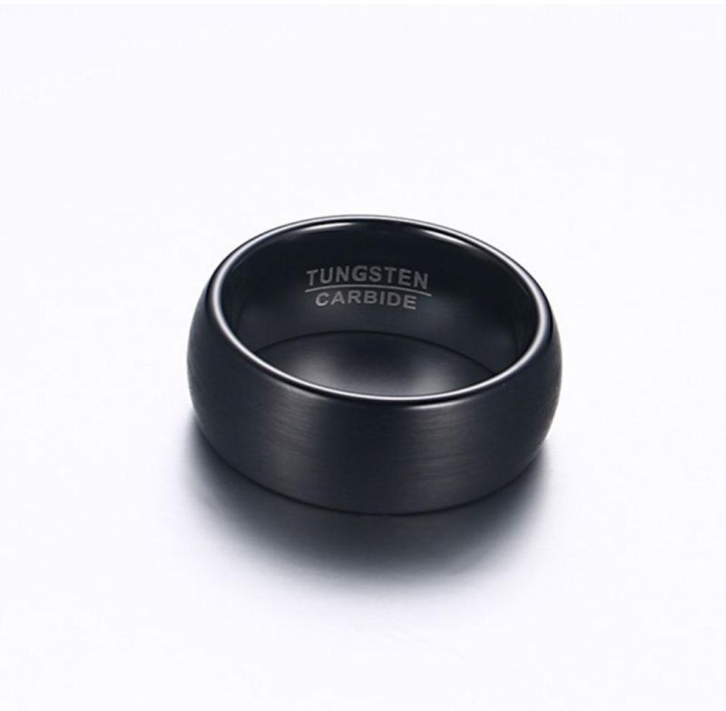 Wholesale Jewelry 8mm Brushed Tungsten Steel Ring Black Trendy Men′s Tungsten Steel Jewelry Tst8251