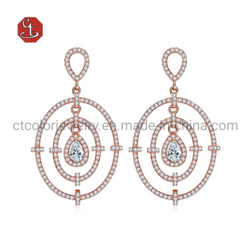 New Design Fashion Jewelry 18K Gold Plated Classical Circle Hoops White Pearls 925 Sterling Silver Star Earrings