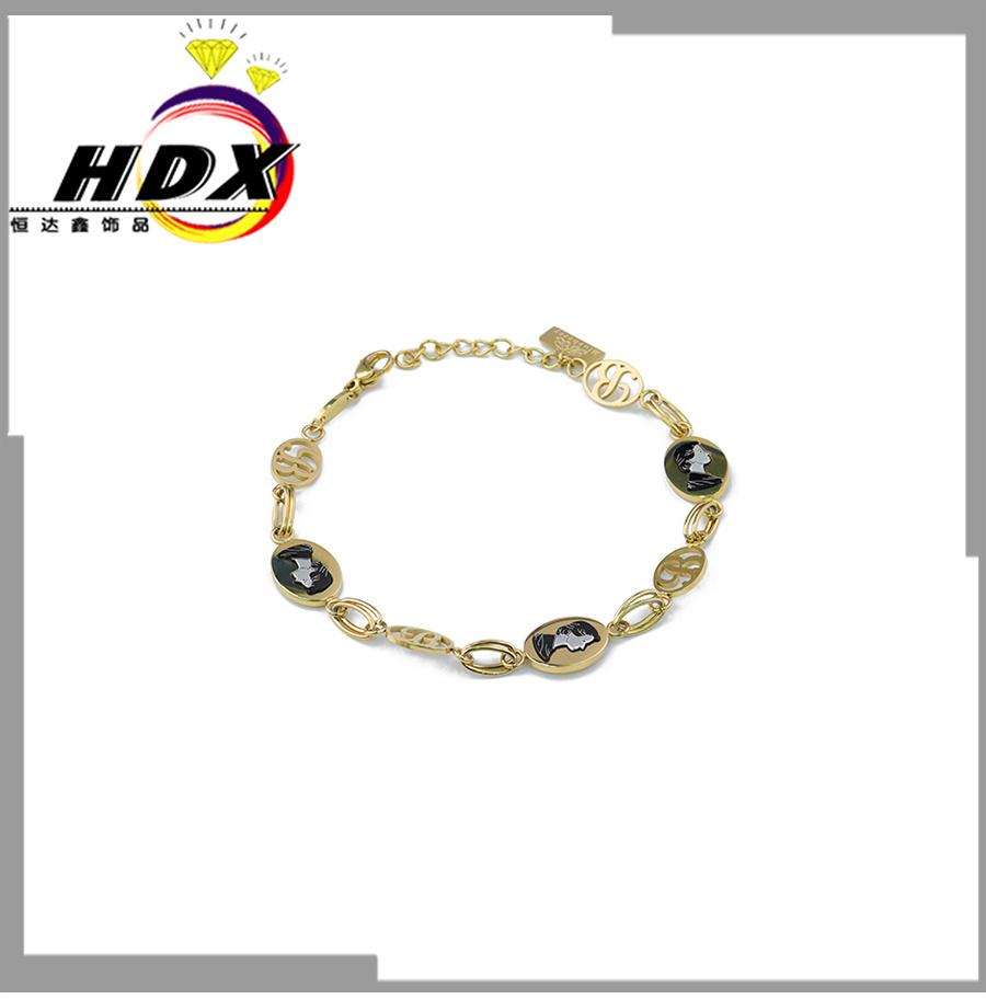 Stainless Steel Jewelry Hollowed out Handmade 18K Gold Boy Pattern Bracelet